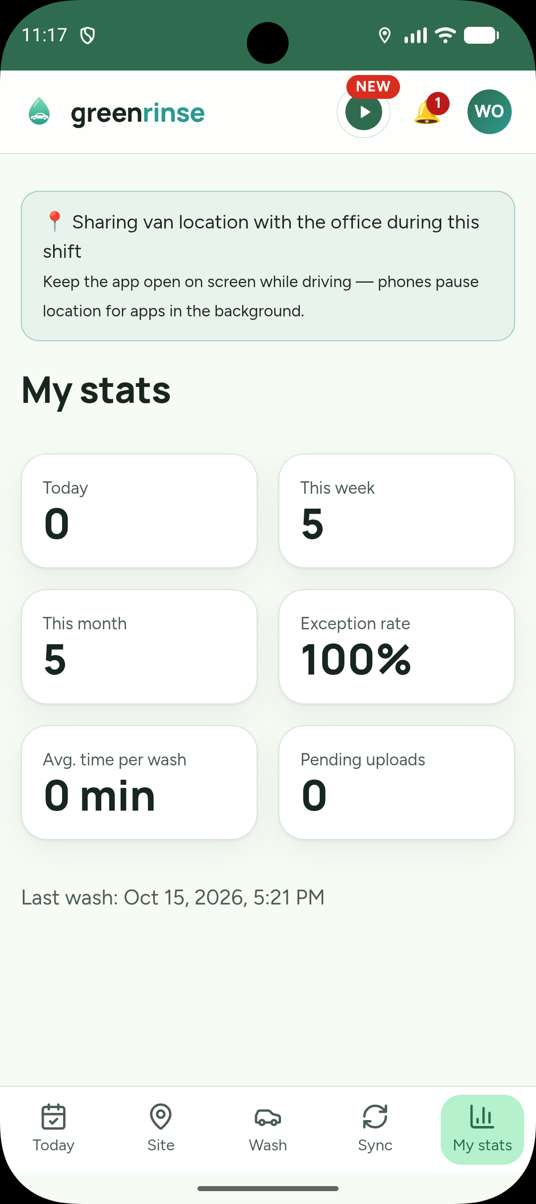 Washer stats